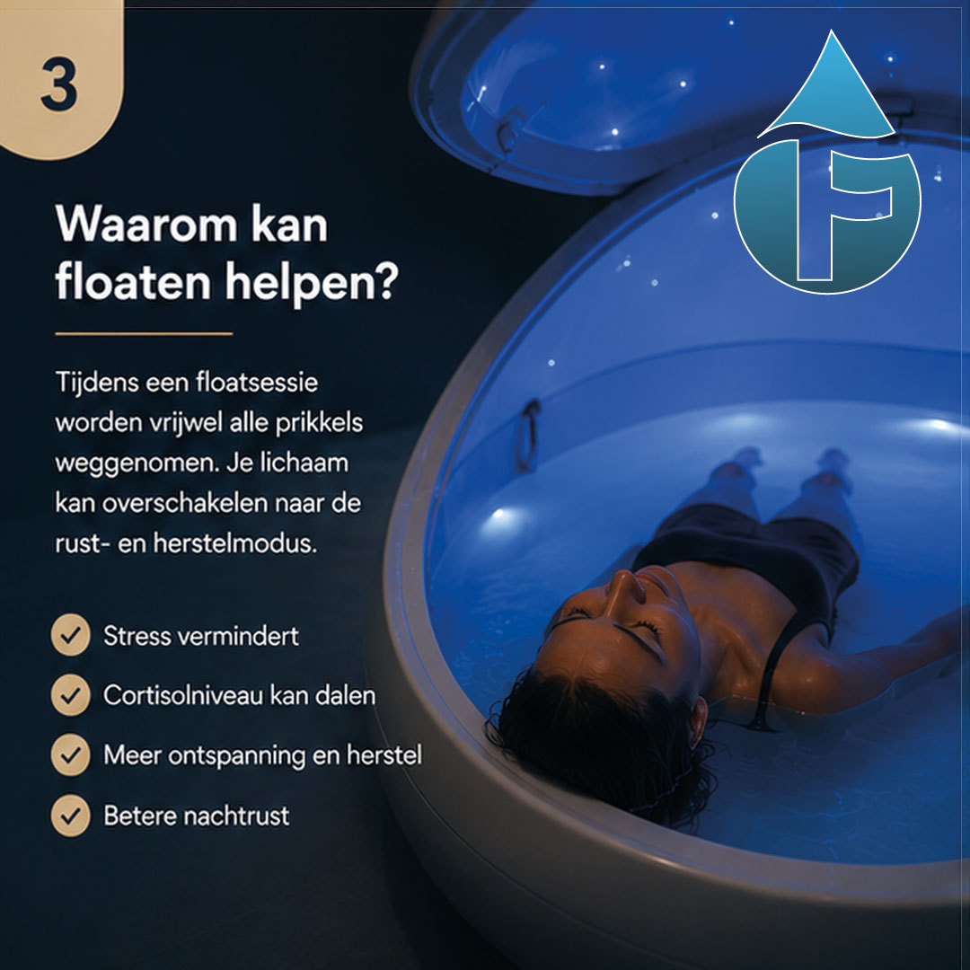 Persoon die ontspant tijdens een floatsessie in een floatcabine